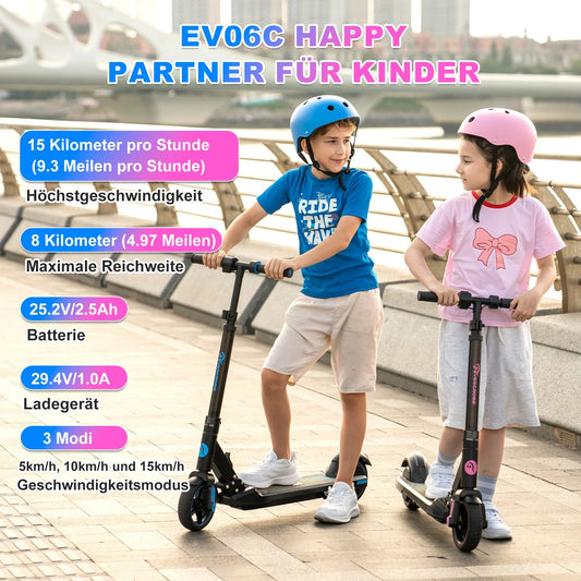 EV06C Electric Scooter – 6.5" Foldable E-Scooter, Upto 15KM/H, LED Display, Colourful Lights, Perfect for Kids, EVERCROSS PRO