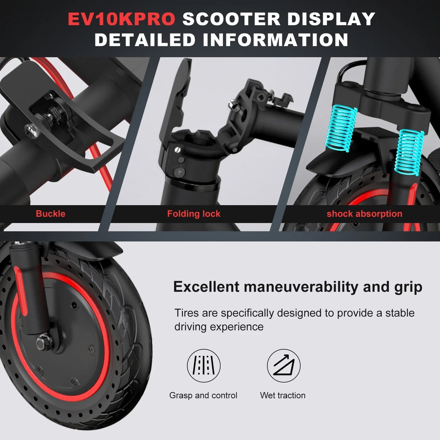 EV10K PRO Electric Scooter – 10" Foldable E-Scooter, App Control, 500W Motor, 410WH Battery, Perfect for Adults, EVERCROSS PRO