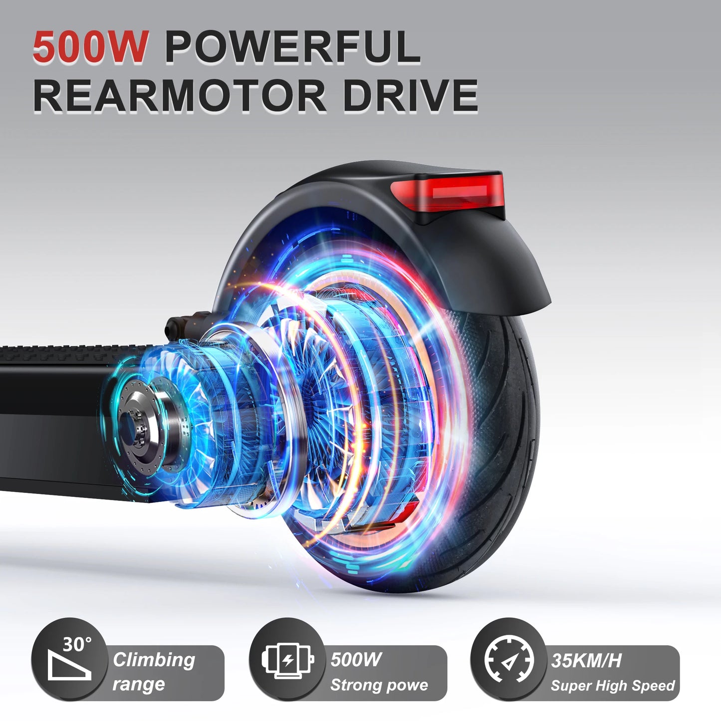 ESMAX 500W Electric Scooter – Max Speed 35KM/H, 45KM Long Range, Smart APP Control, Shock-Absorbing, Anti-Skid, Foldable for Adults