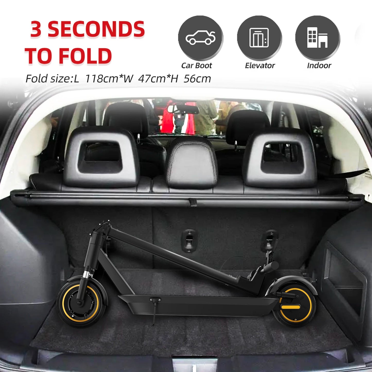 ESMAX 500W Electric Scooter – Max Speed 35KM/H, 45KM Long Range, Smart APP Control, Shock-Absorbing, Anti-Skid, Foldable for Adults