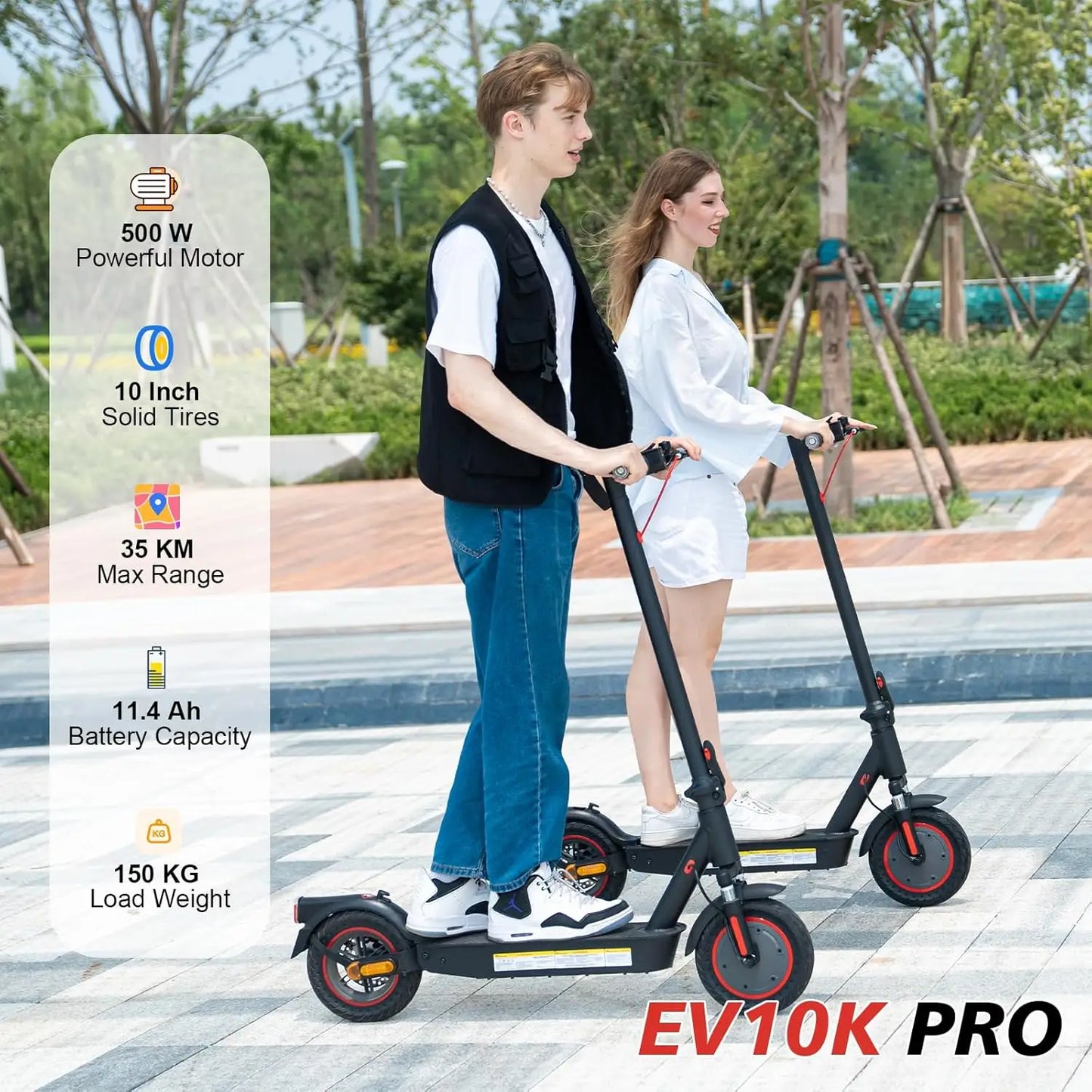 EV10K PRO Electric Scooter – 10" Foldable E-Scooter, App Control, 500W Motor, 410WH Battery, Perfect for Adults, EVERCROSS PRO