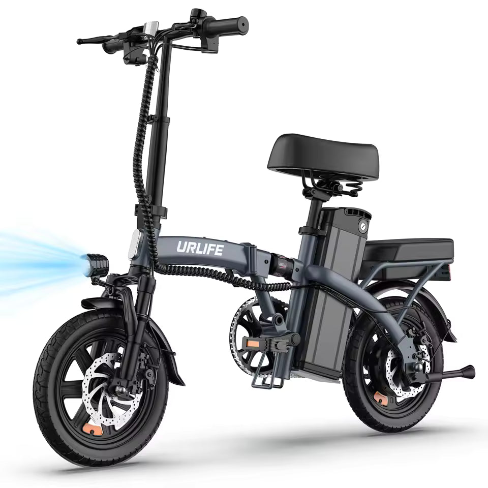 URLIFE F1L Adult E-bike 48V 7.5AH Battery Foldable Electric Bike 250W Motor 14-inch All-Terrain Fat Tire E-Mountain Bike, EB-010