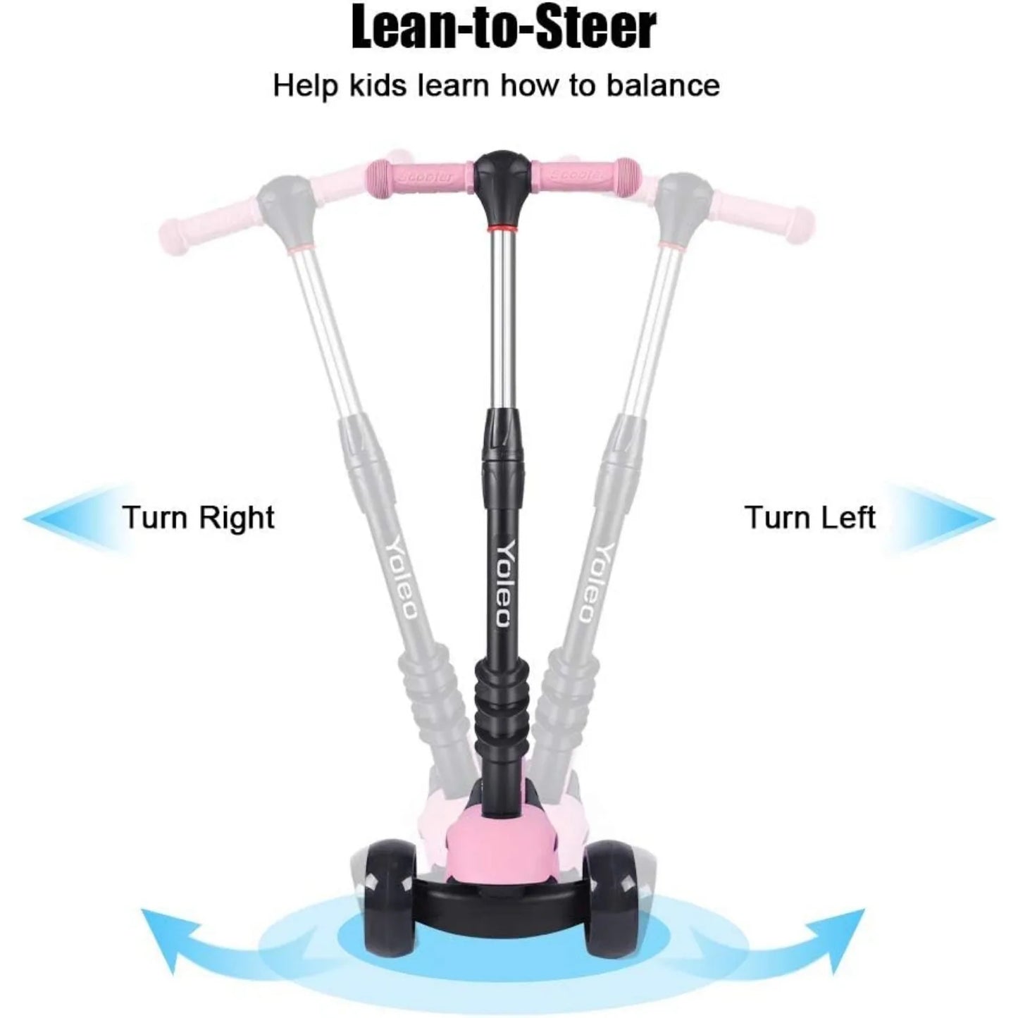 3-in-1 Kids Three-Wheel Kick Scooter – LED Flashing Wheels, Height Adjustable, Lightweight Design for Ages 2-8