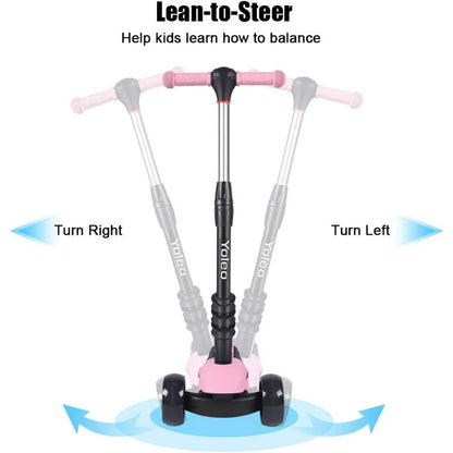 3-in-1 Kids Three-Wheel Kick Scooter – LED Flashing Wheels, Height Adjustable, Lightweight Design for Ages 2-8