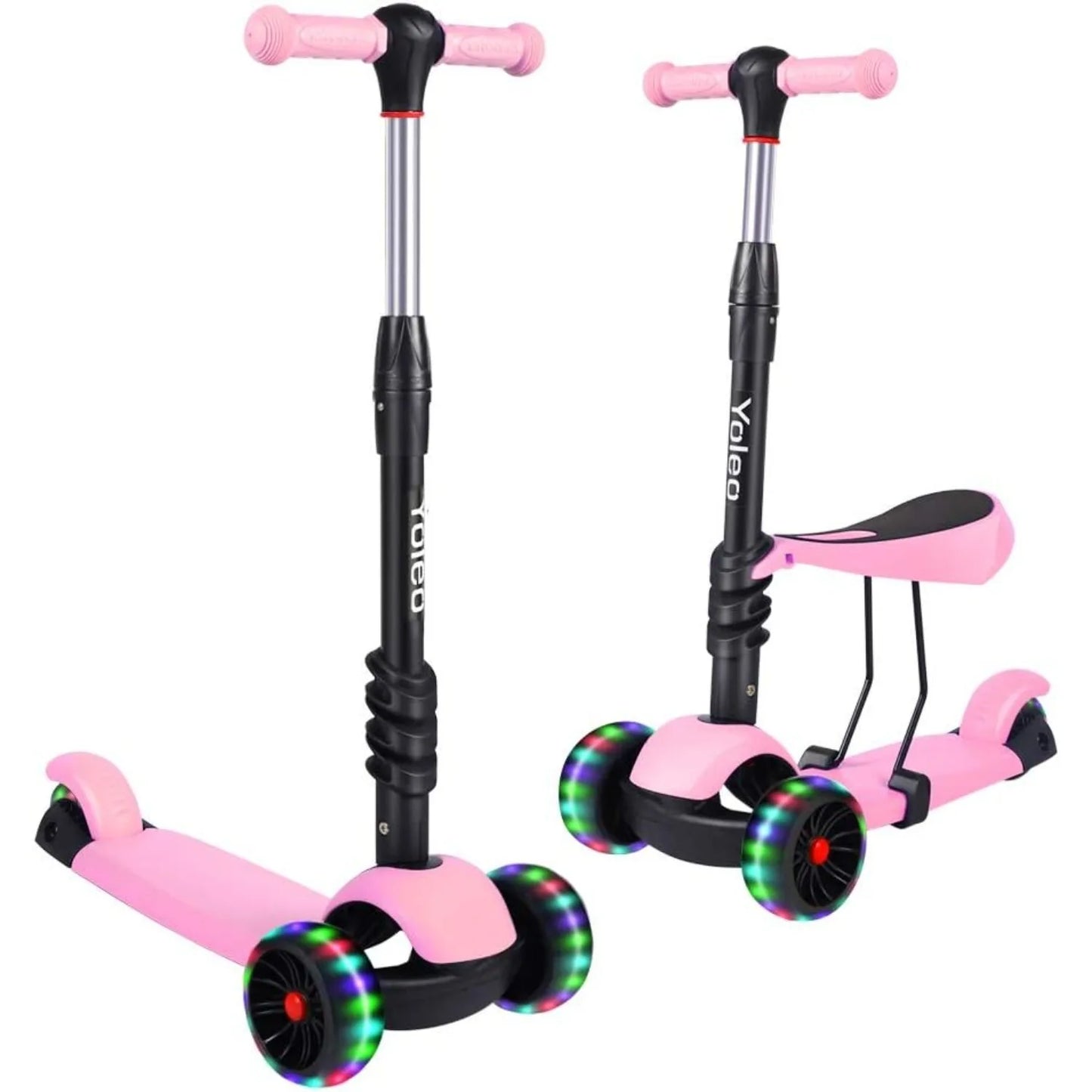 3-in-1 Kids Three-Wheel Kick Scooter – LED Flashing Wheels, Height Adjustable, Lightweight Design for Ages 2-8