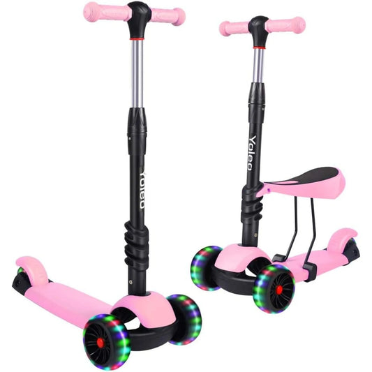3-in-1 Kids Three-Wheel Kick Scooter – LED Flashing Wheels, Height Adjustable, Lightweight Design for Ages 2-8