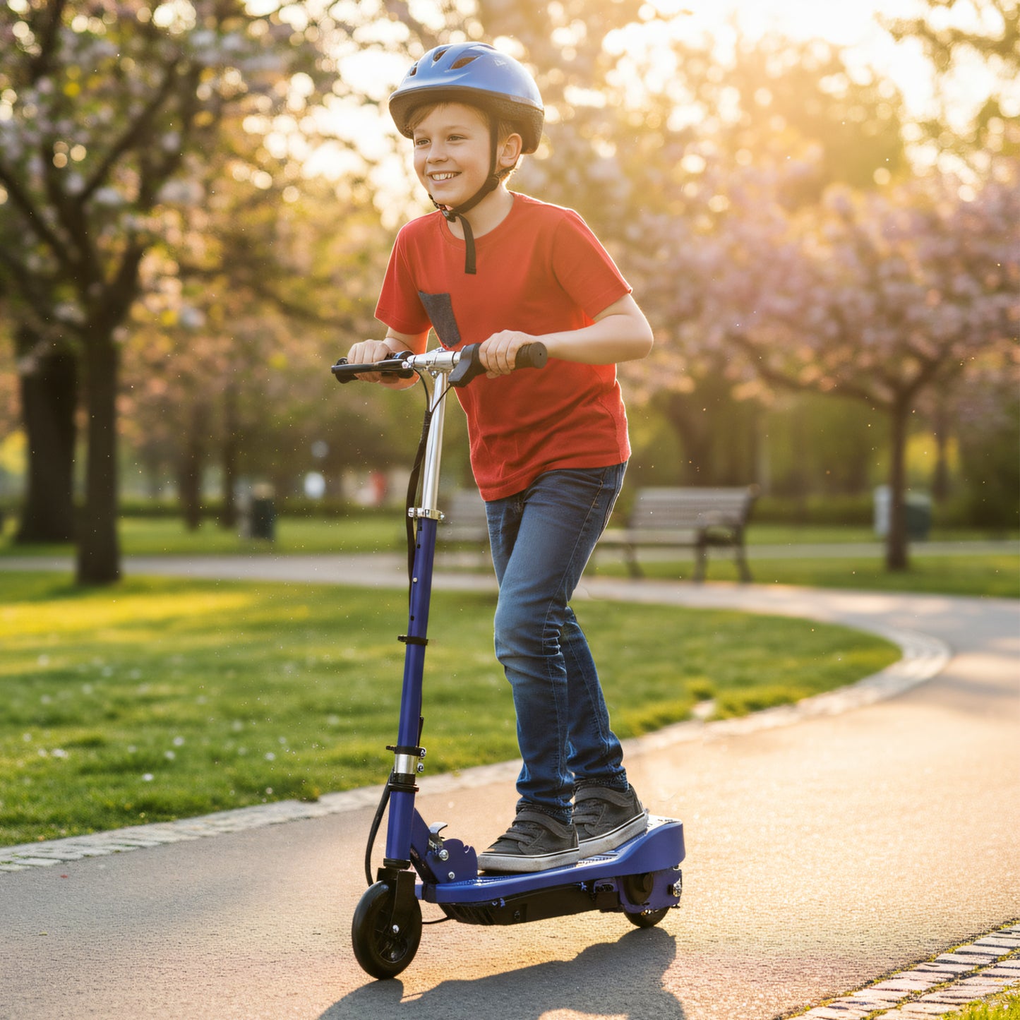 Beginner Kids Electric Scooter for Ages 7–14 Years, boys & girls – Safe 12km/h Speed, 120W Motor, Foldable & Height Adjustable, EK05