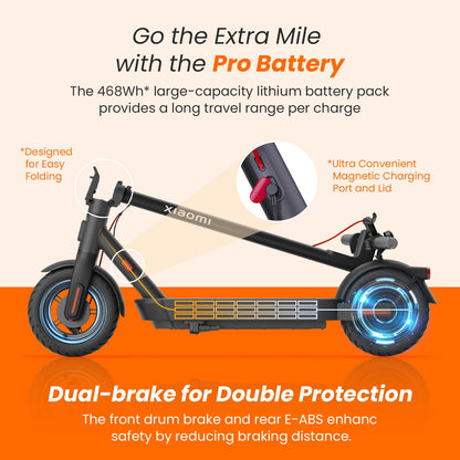 Xiaomi Electric Scooter 4 Pro – Portable Folding Design, 10'' Wheels, 60km Range, Bluetooth Smart Control for Youth & Adults