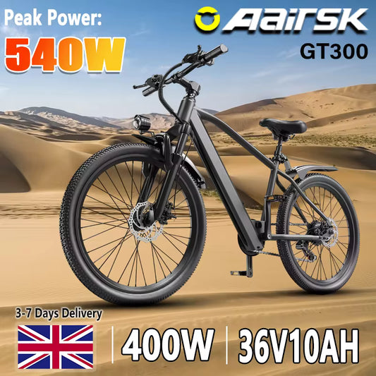 Aairsk GT300 Adult E-Bike 250W Motor 36V 10Ah Battery Electric Bike 26-inch Fat Tire E-Mountain Bike Off-Road Electric Bicycle, EB-05