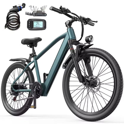 Aairsk GT300 Adult E-Bike 250W Motor 36V 10Ah Battery Electric Bike 26-inch Fat Tire E-Mountain Bike Off-Road Electric Bicycle, EB-05